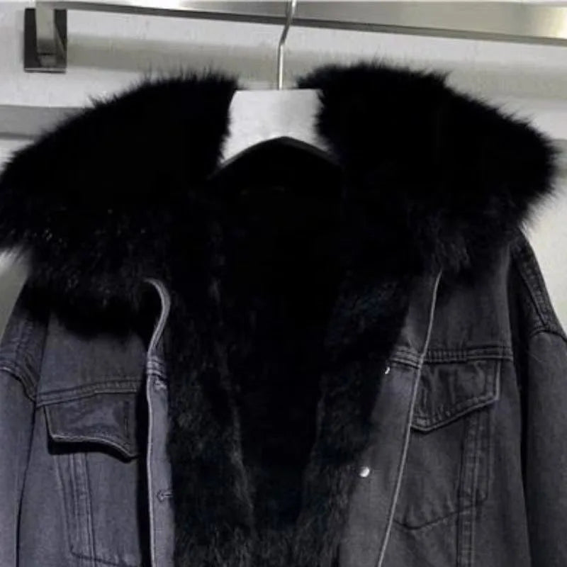 GR - Fashionable warm denim jacket for women