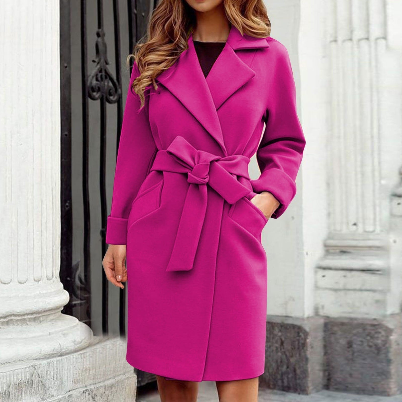 GR - Elegant coat with tie belt