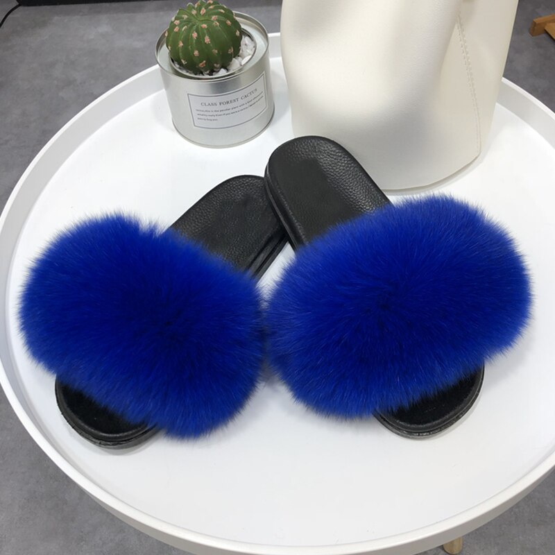 GR | Fluffy real fur flip-flops, slippers, sandals