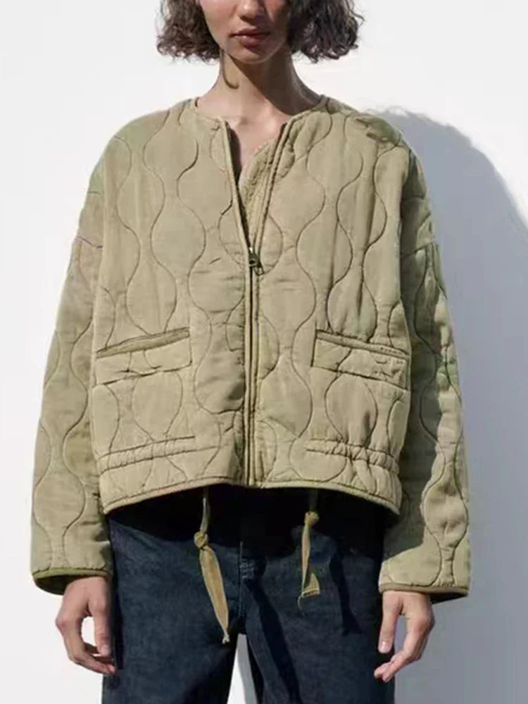 GR | Padded solid-color zip-up jacket