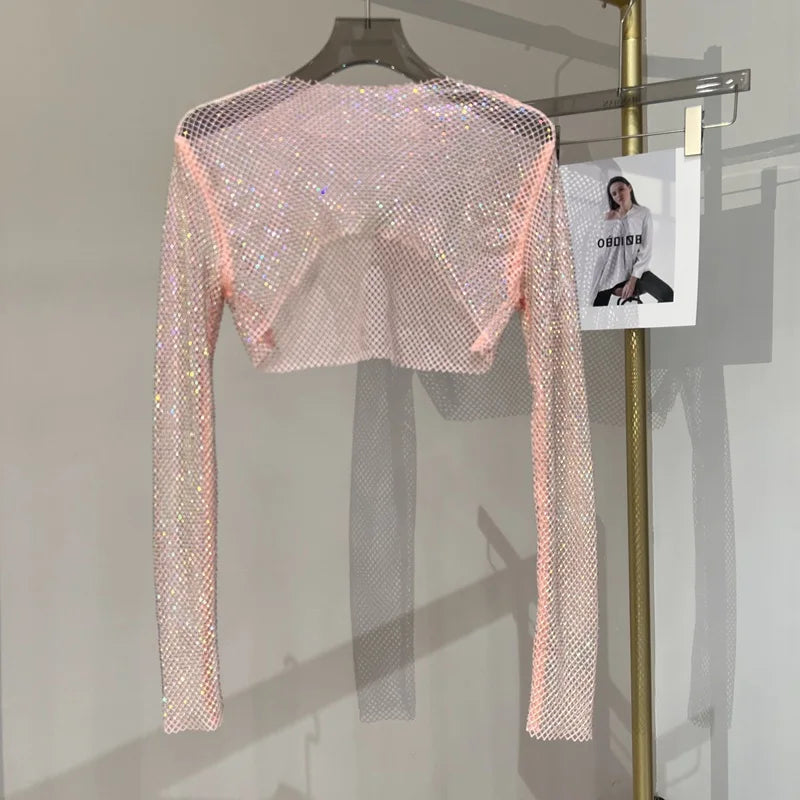 GR | Diamond Long Sleeve Mesh Top