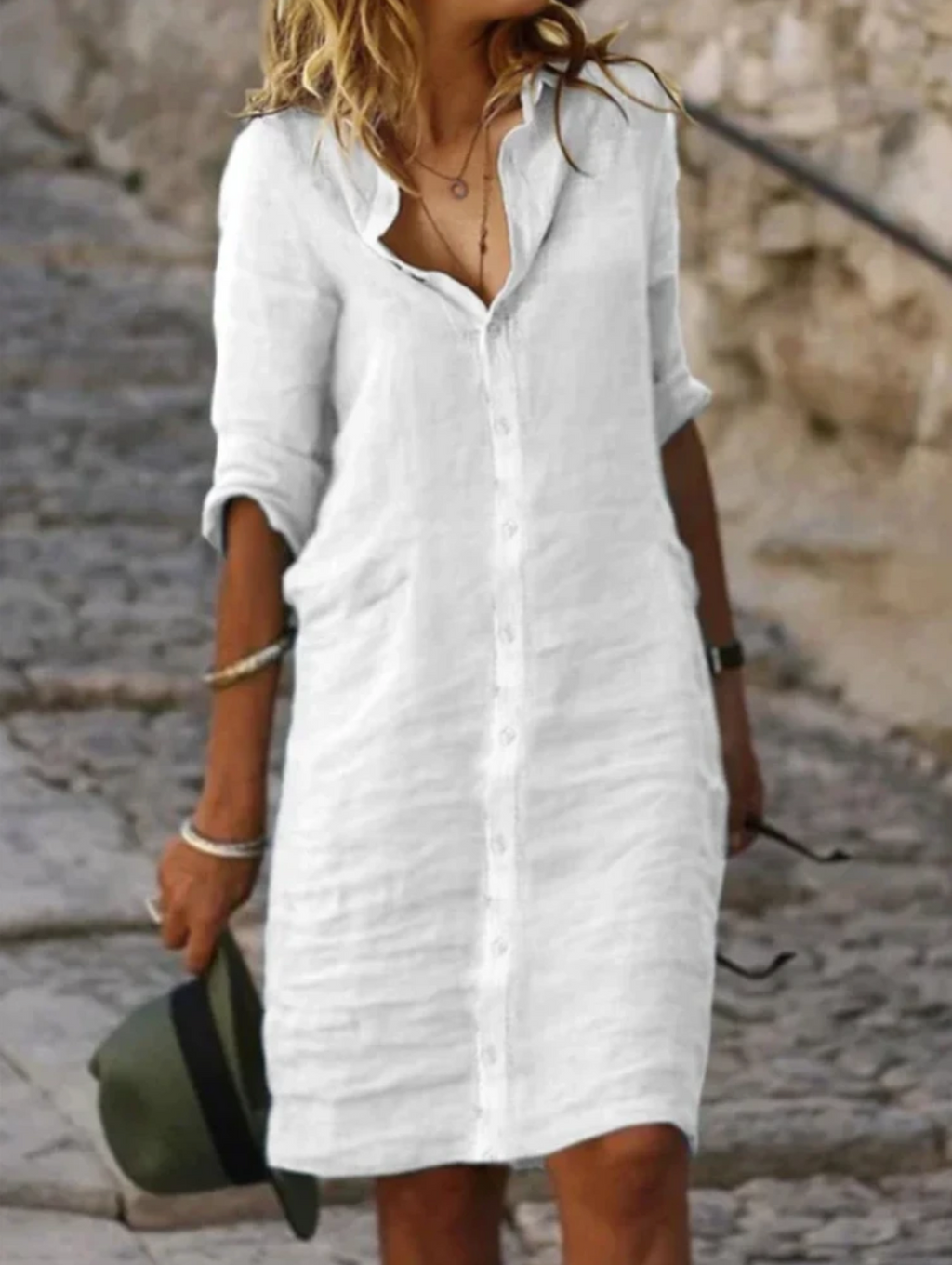 GR | Linen Blouse Dress - Perfect Fit, Sustainable & Breathable - From Casual to Chic, Ideal for Every Season