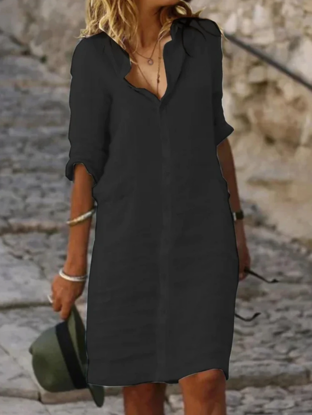 GR | Linen Blouse Dress - Perfect Fit, Sustainable & Breathable - From Casual to Chic, Ideal for Every Season