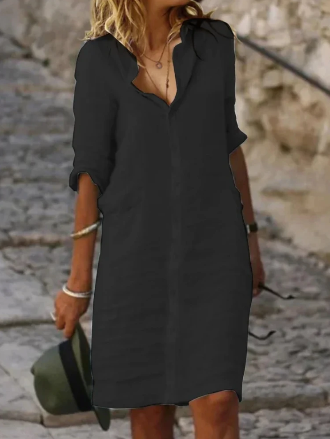 GR | Linen Blouse Dress - Perfect Fit, Sustainable & Breathable - From Casual to Chic, Ideal for Every Season