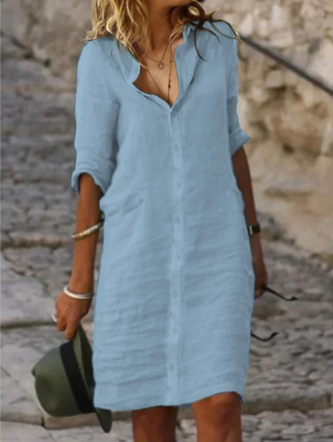 GR | Linen Blouse Dress - Perfect Fit, Sustainable & Breathable - From Casual to Chic, Ideal for Every Season