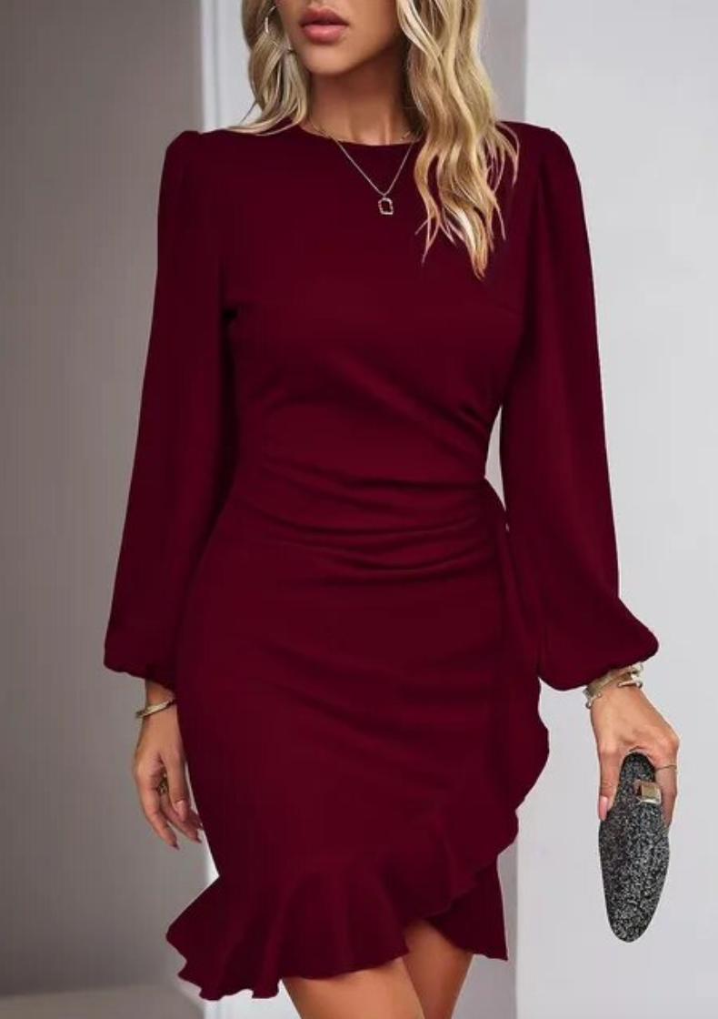 Bodycon dress with ruffled hem
