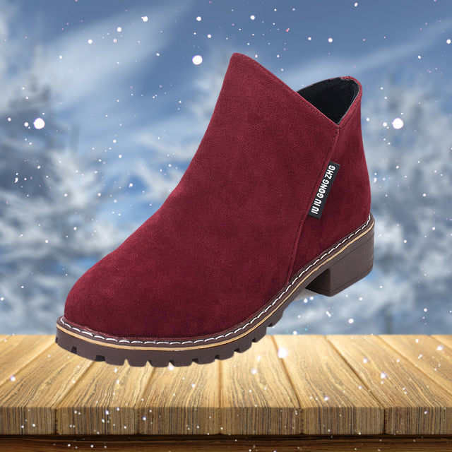 GR | Suede ankle boot with non-slip sole and side zipper