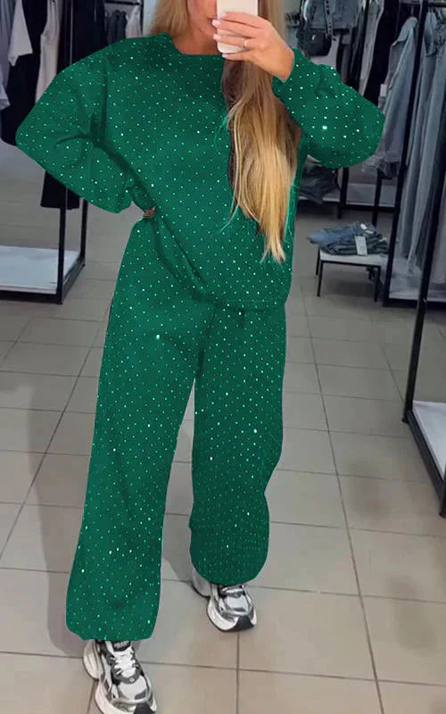 GR | Glittering Sweat Set Comfortable Jogging Set Women's Clothing