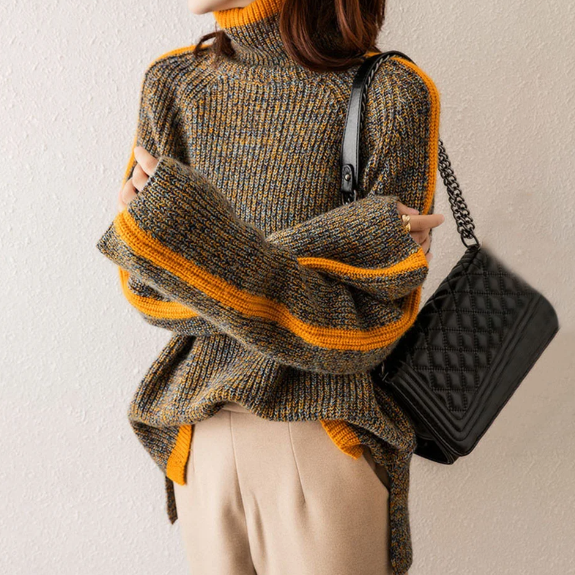 GR | knitted roll-neck sweater for women