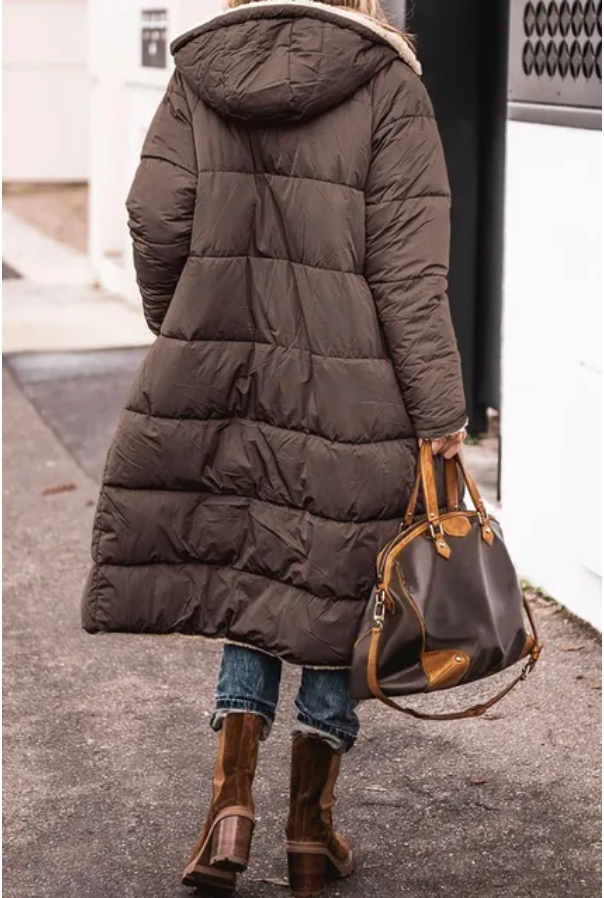 GR | Reversible Long Sherpa Puffer Coat: