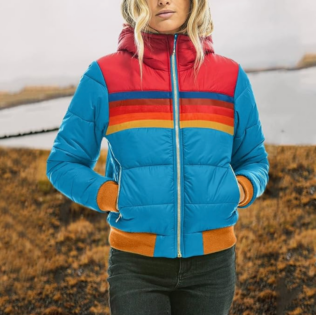 GR | Fashionable Retro Winter Jacket for Women with Striped Pattern
