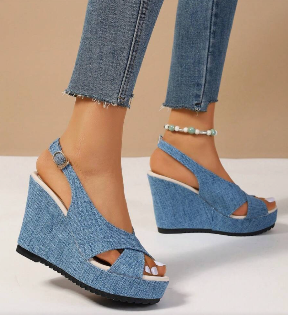 GR | Denim wedge sandals