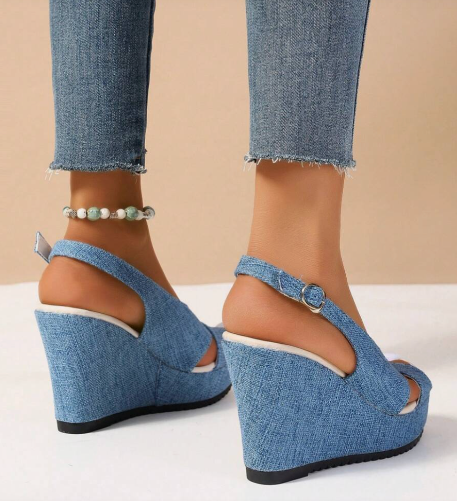 GR | Denim wedge sandals