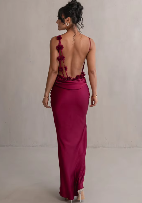 GR | Modisches Florales Kleid Mit Drapiertem Rückenausschnitt