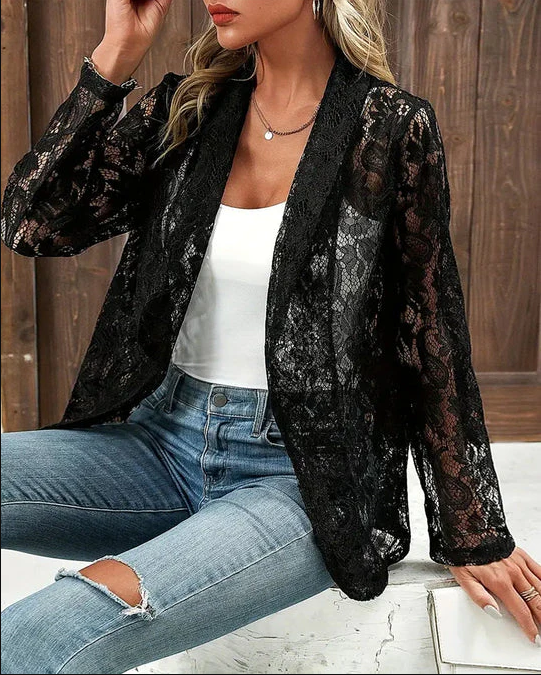 GR | Lace blazer with lapel collar