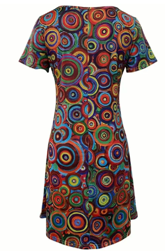 GR | Multicolored Boho Graphic Print Dress