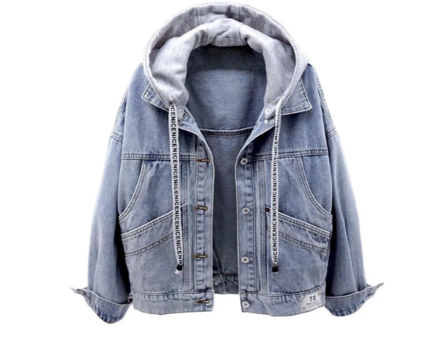 GR - Casual Women's Denim Jacket with Hood
