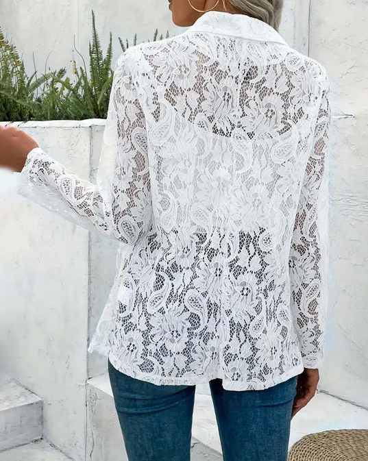 GR | Lace blazer with lapel collar