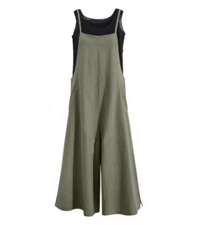 GR | Solid Linen Versatile Spaghetti Jumpsuit