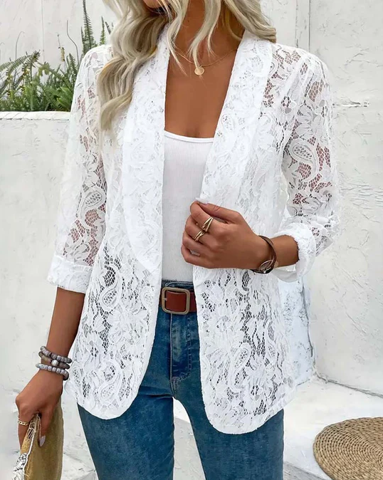 GR | Lace blazer with lapel collar