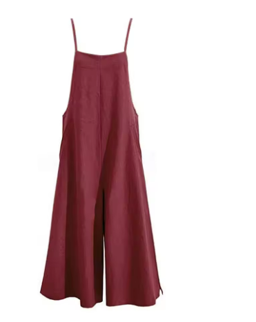 GR | Solid Linen Versatile Spaghetti Jumpsuit