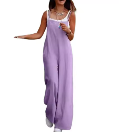GR | Solid Linen Versatile Spaghetti Jumpsuit
