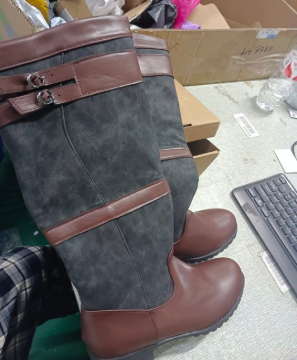 GR | High-shaft outdoor boots with buckles - leather rain boots for women