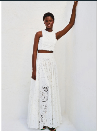 GR | Eyelet Lace Crop Top Skirt Set