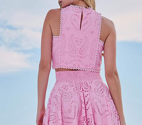 GR | Eyelet Lace Crop Top Skirt Set