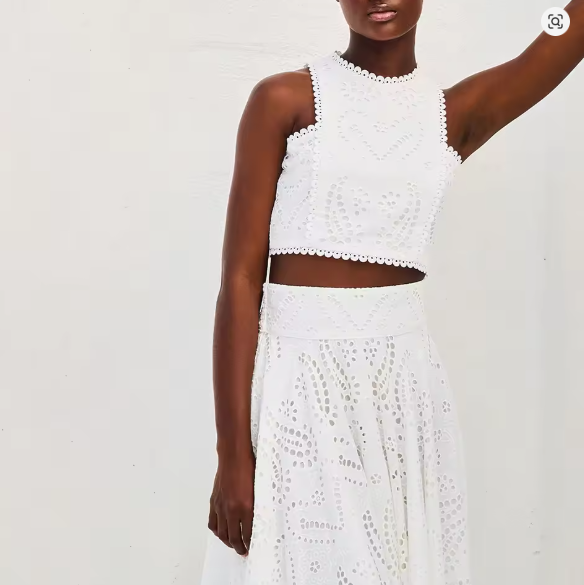 GR | Eyelet Lace Crop Top Skirt Set