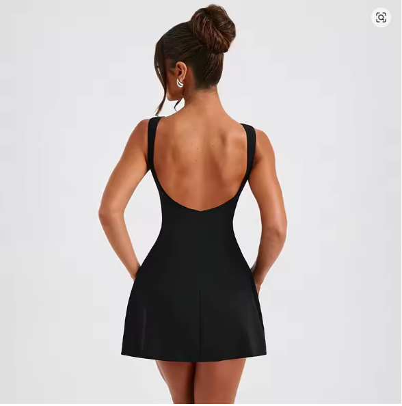 Women's skater dress with an elegant cut and high waistband, size [size missing]