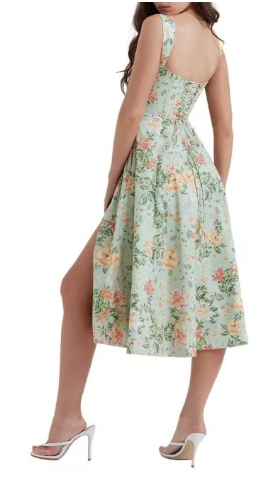 GR | Printed floral dress, corset style