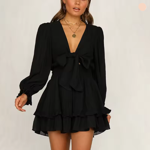 GR | Wrap dress with ruffles and waistband