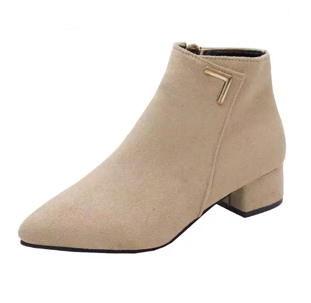 GR | Ankle boots with pointed toe and side zipper, women's ankle boots