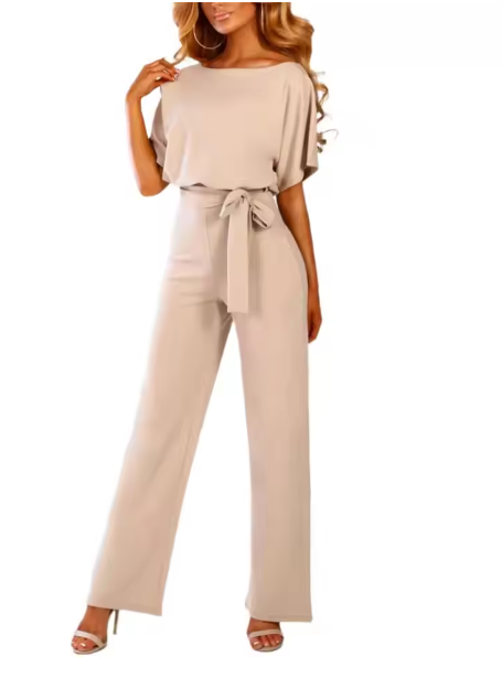 GR - Jumpsuit with belt and short sleeves