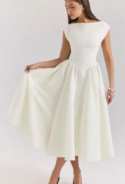 Damen A-linien Kleid mit elegantem Bustier-Oberteil und schwingendem Rock GR