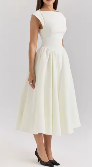 Damen A-linien Kleid mit elegantem Bustier-Oberteil und schwingendem Rock GR