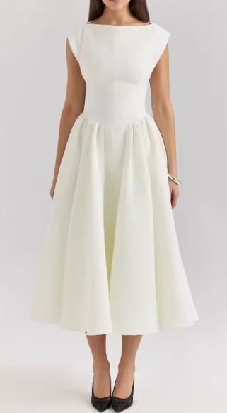 Damen A-linien Kleid mit elegantem Bustier-Oberteil und schwingendem Rock GR