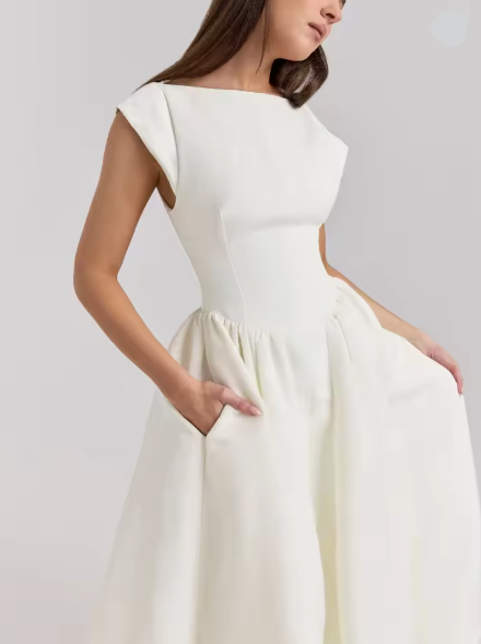 Damen A-linien Kleid mit elegantem Bustier-Oberteil und schwingendem Rock GR