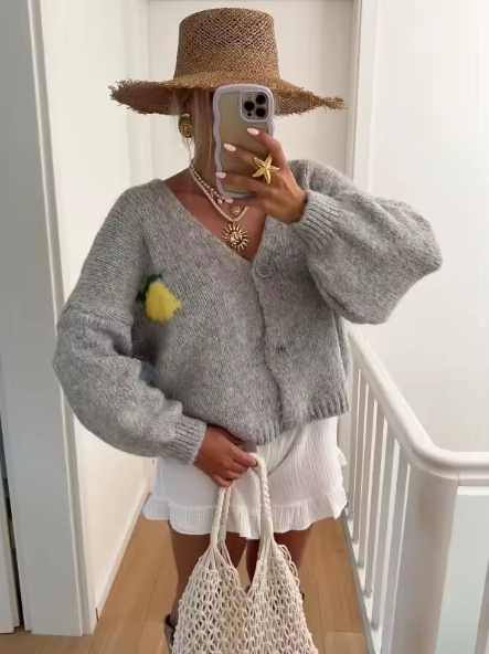 GR | Women's Lemon Print Knit Sweater