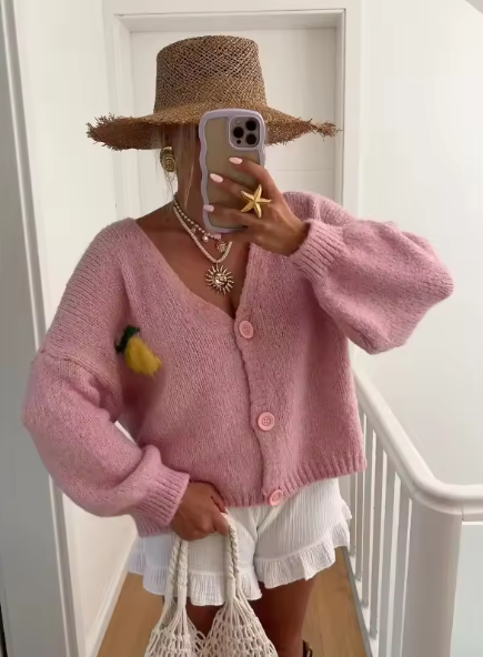 GR | Women's Lemon Print Knit Sweater