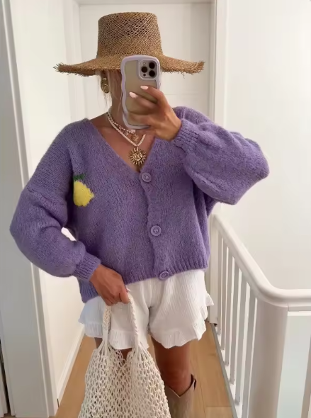 GR | Women's Lemon Print Knit Sweater