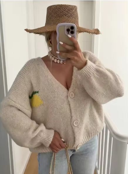 GR | Women's Lemon Print Knit Sweater