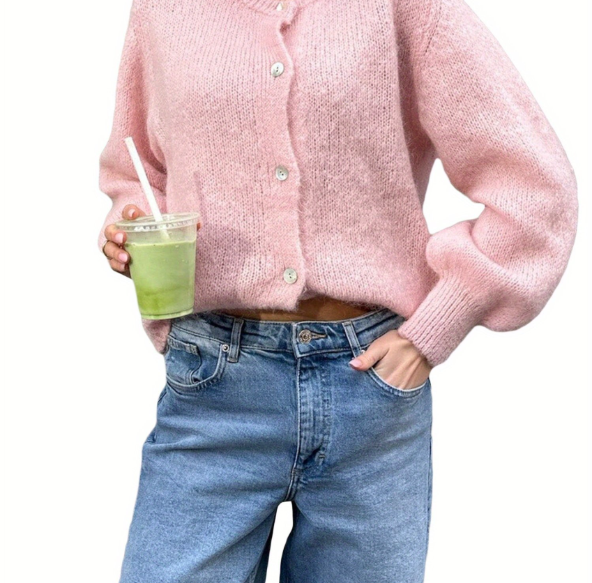 GR | Strick Frauen Strickjacke Mit Knöpfen
