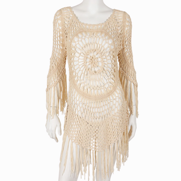 GR | Cover Up Boho Style Long Sleeve Bikini Cover Up Beach Outfits