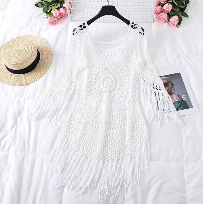 GR | Cover Up Boho Style Long Sleeve Bikini Cover Up Beach Outfits