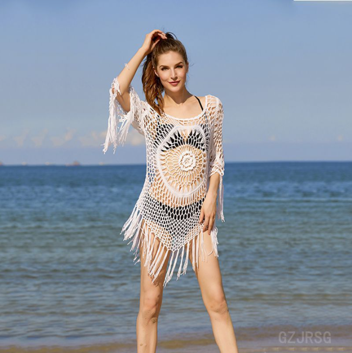GR | Cover Up Boho Style Long Sleeve Bikini Cover Up Beach Outfits