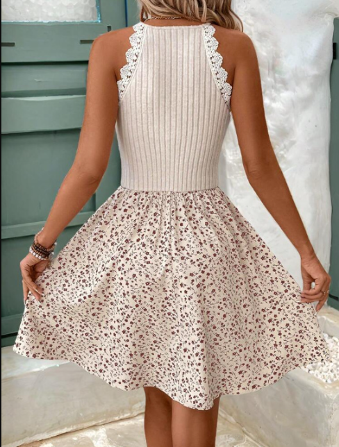 GR | Cotton knit halterneck dress