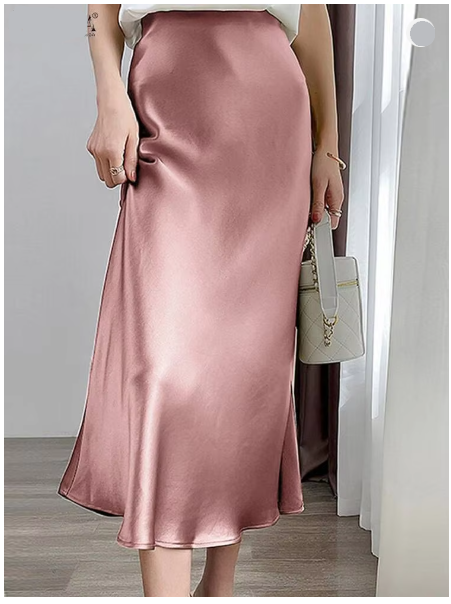 GR | Stylish high-waisted skirt Silky Ice Silk skirt 