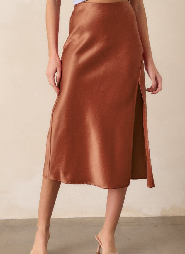 GR | Faltiger Split Pu Lederrock Für Frauen